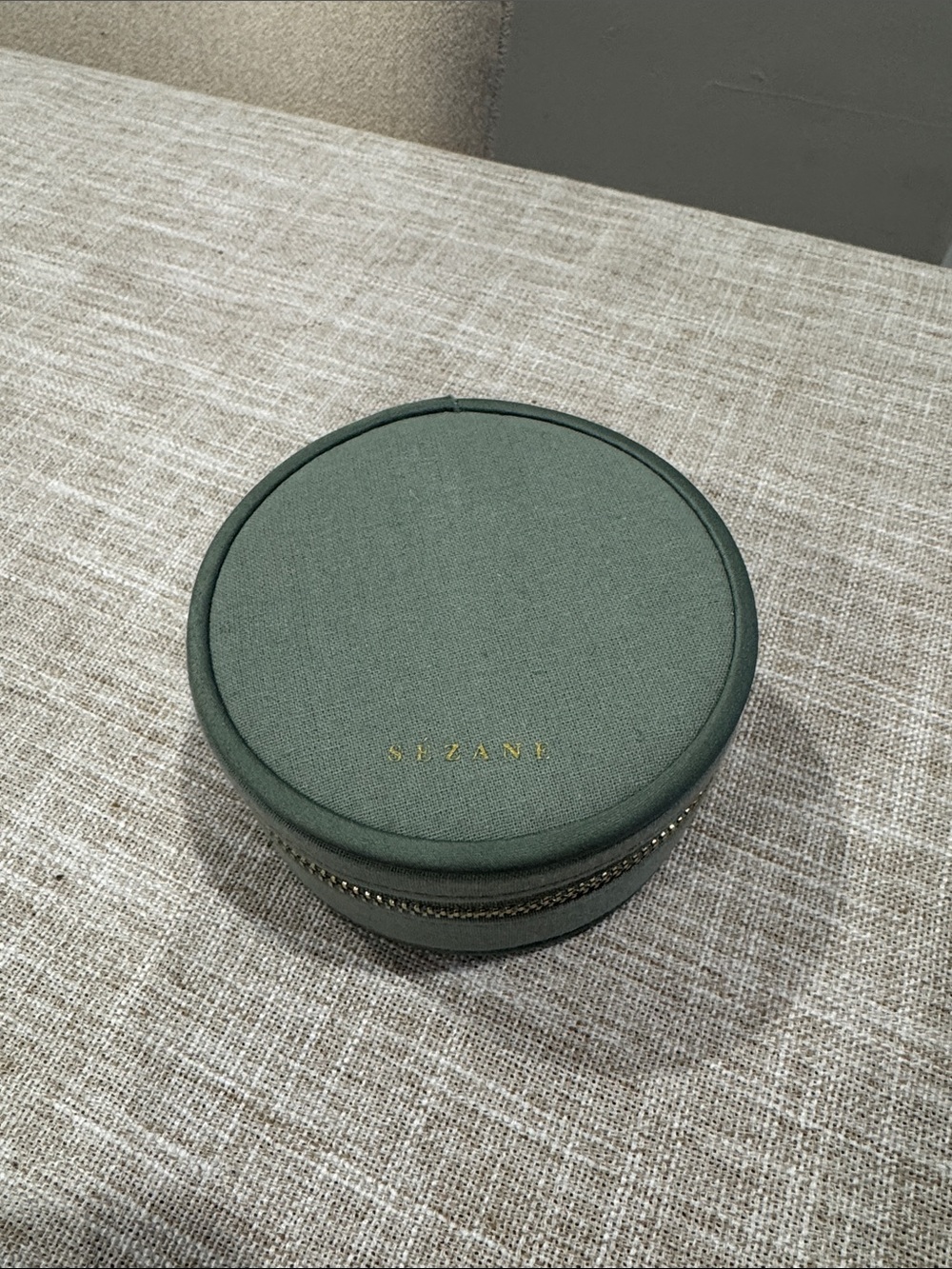 Sezane Green Round Jewelry Case